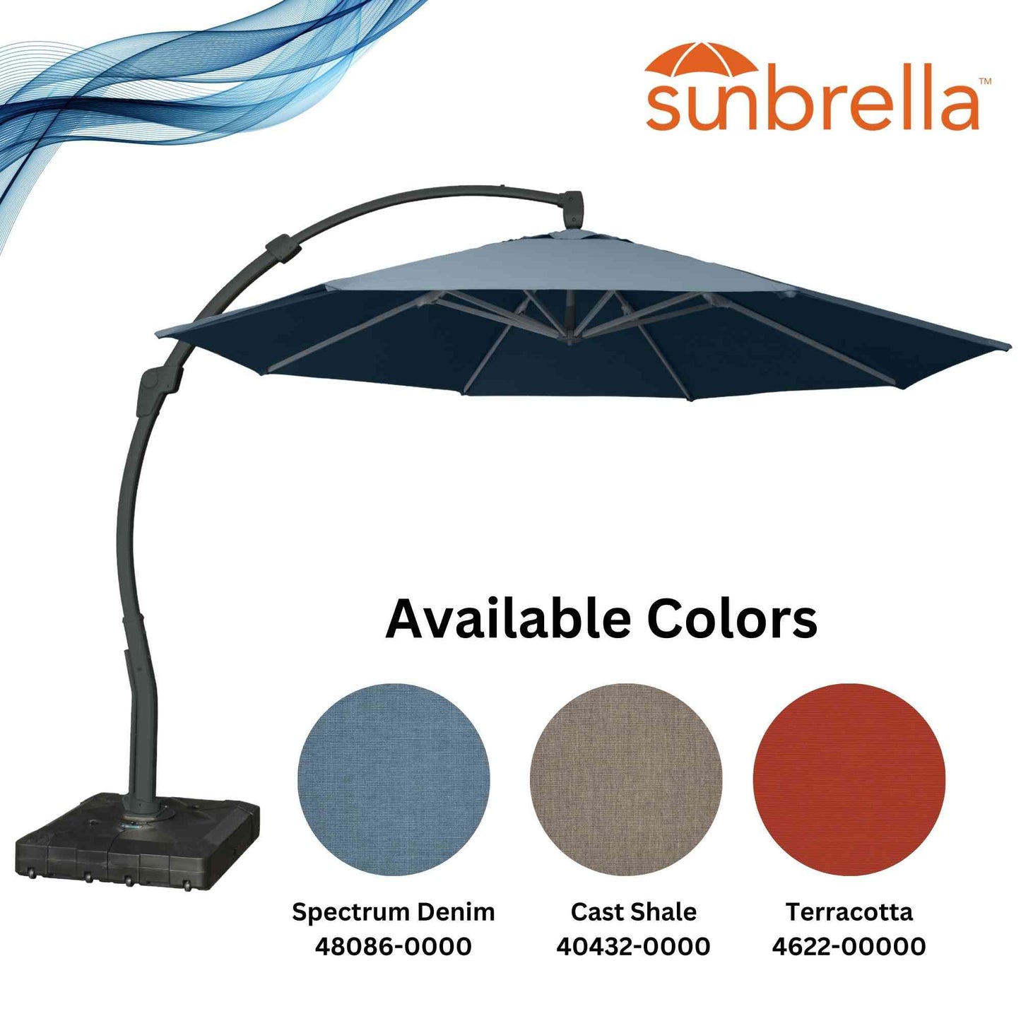 Panama Jack 11.5 Ft Cantilever Sunbrella Shale 360 Umbrella w/Movable Base