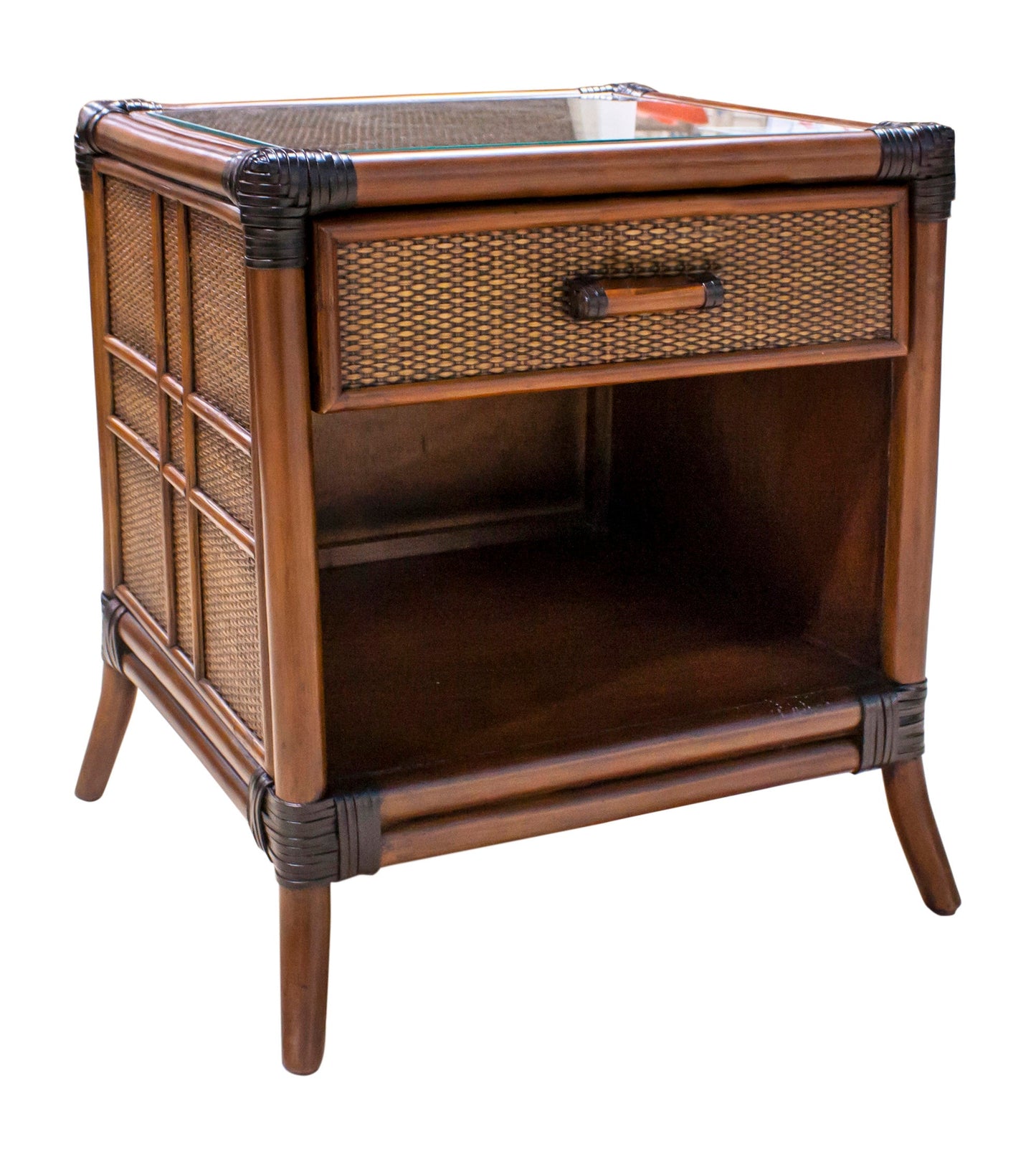 Palm Island 1-Drawer Nightstand with Glass