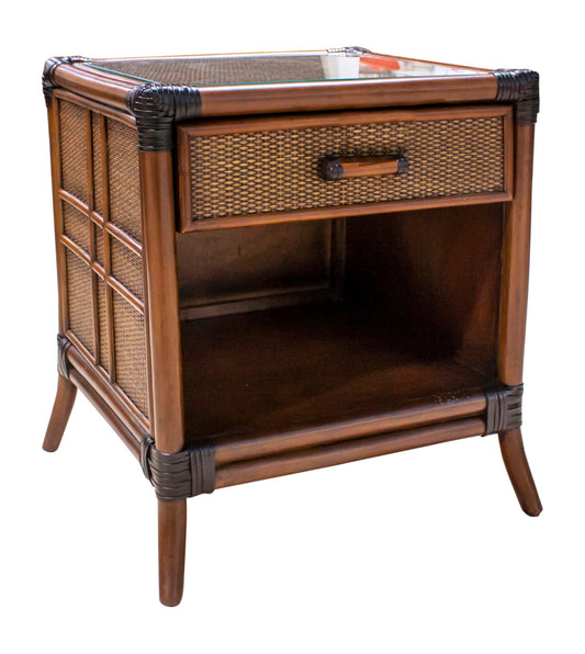 Palm Island 1-Drawer Nightstand with Glass