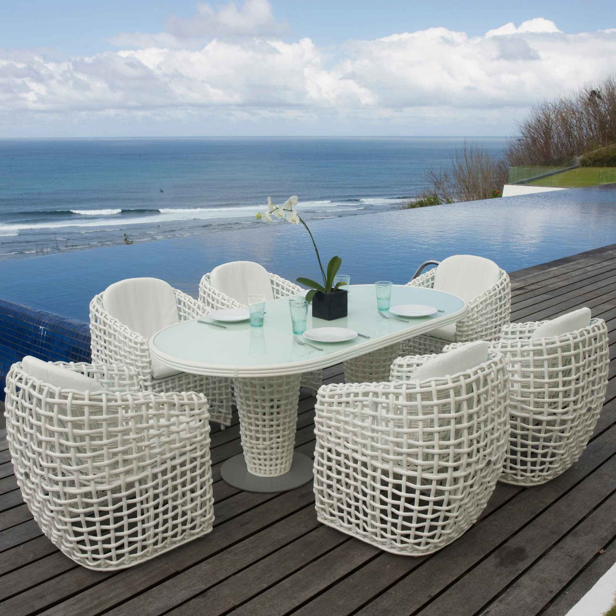 Dynasty 7-Piece Dining Set with Sunbrella Cushion
