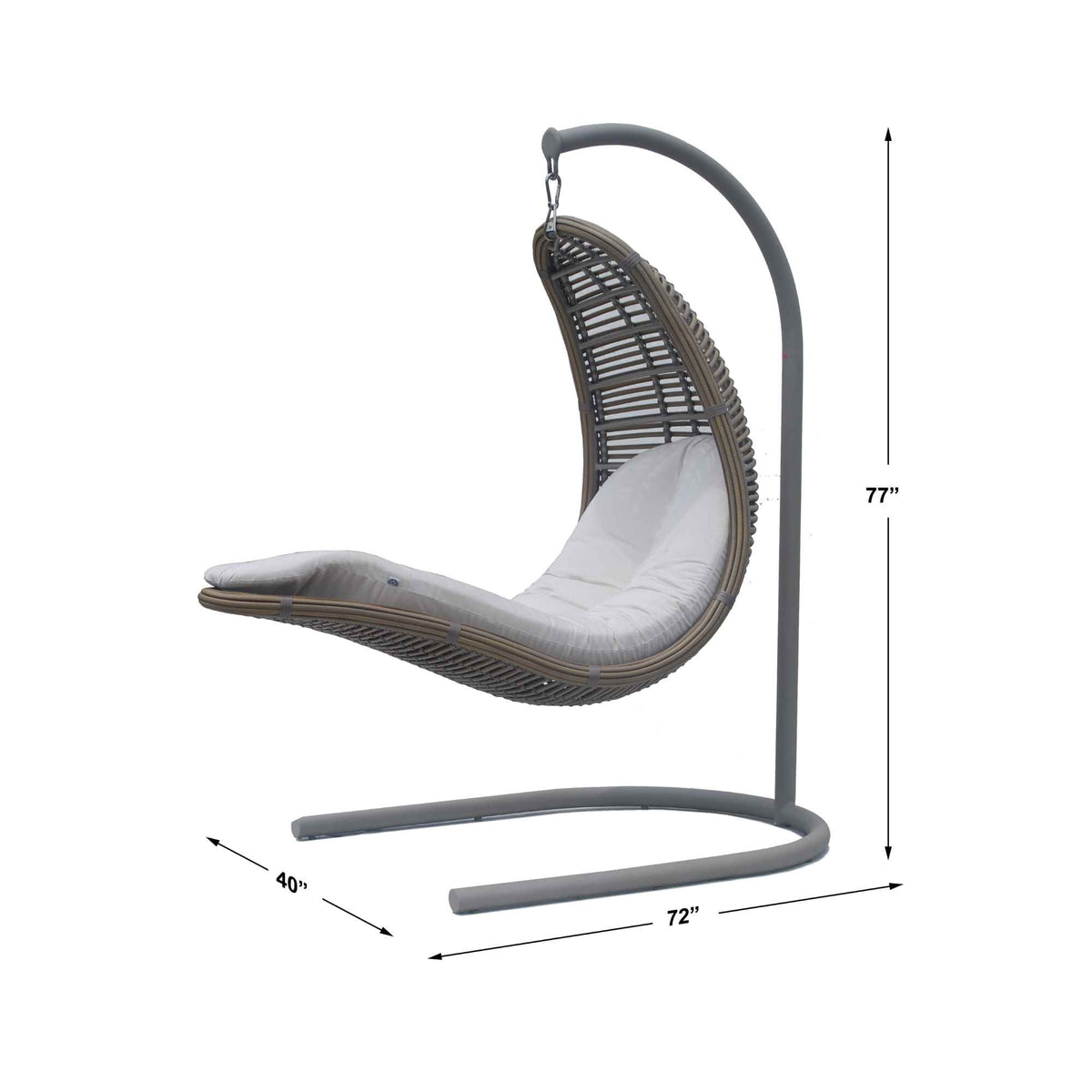 Drone Hanging Chair with Frame and Sunbrella Cushions