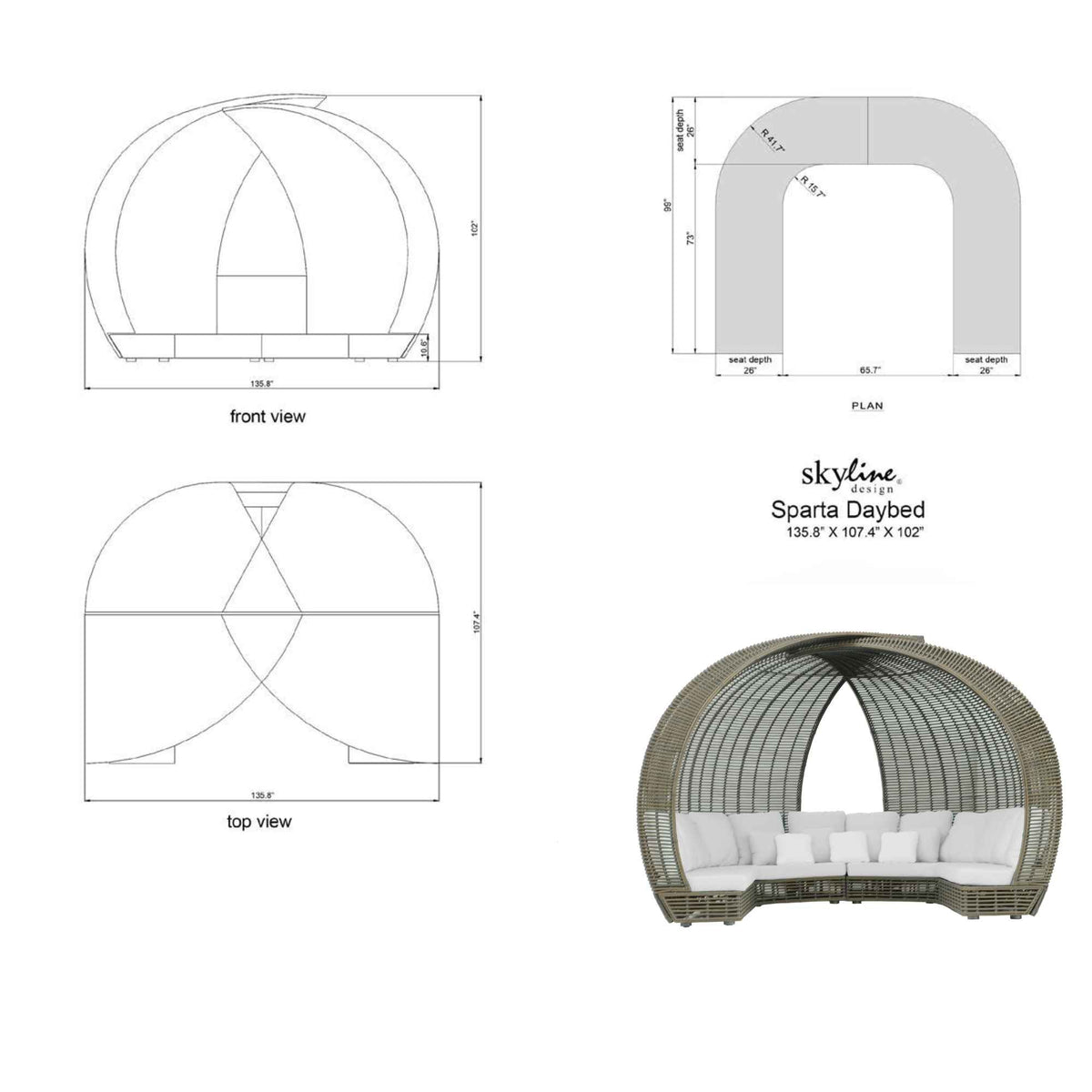 Sparta Daybed with Sunbrella Cushion