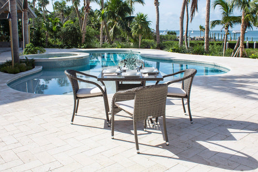 Spectrum 5-Piece Stackable Woven Armchair Dining Set with Cushions