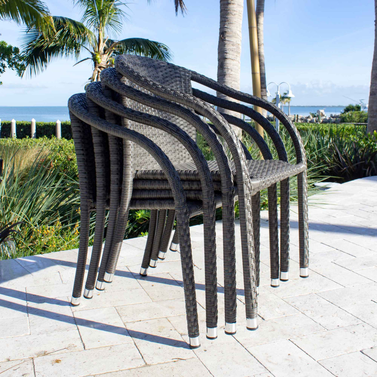 Spectrum Stackable Set 2 Woven Armchairs with Cushion