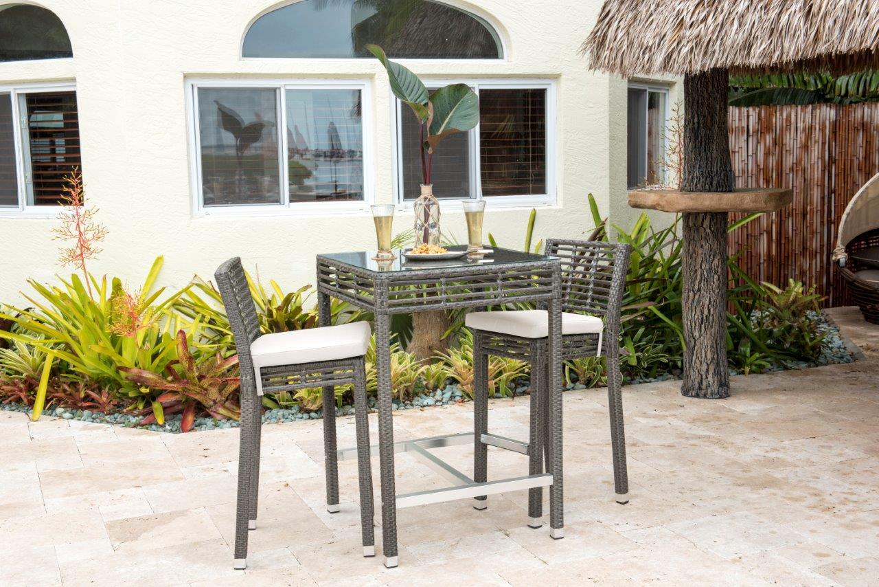 Panama Jack Graphite Set of 2 Stackable Barstools with Cushion
