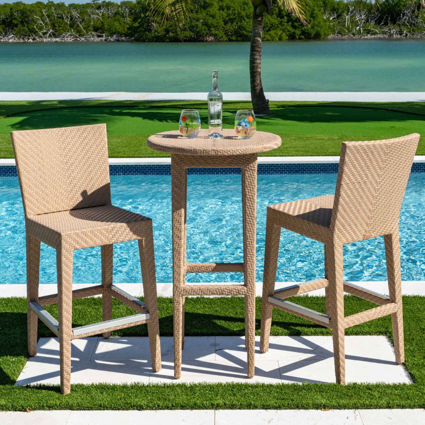Panama Jack Austin 3-Piece Round Pub Table Set