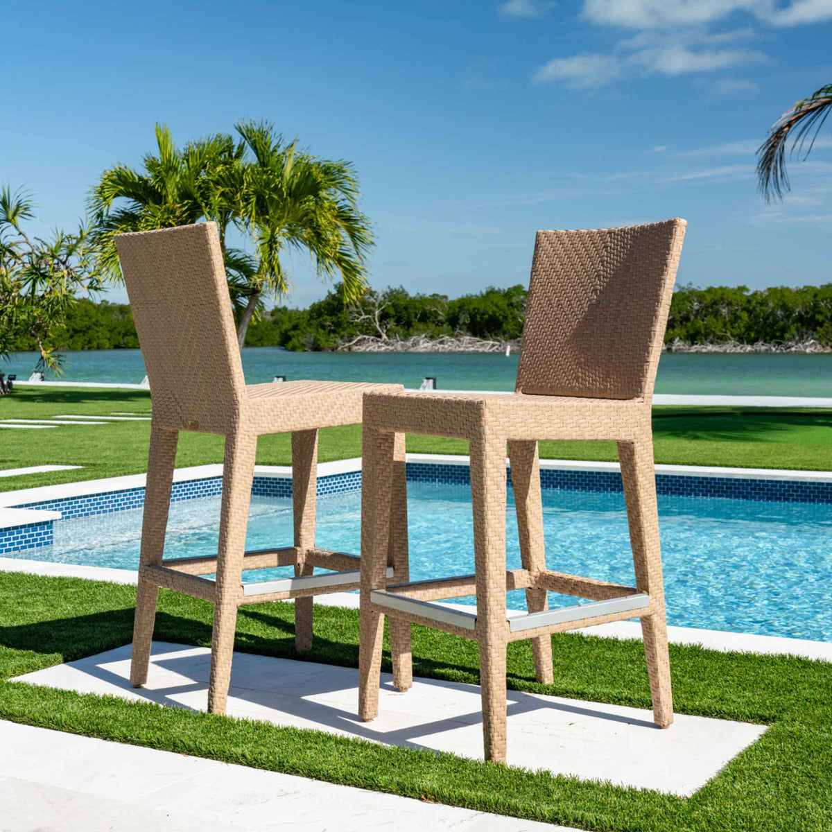 Panama Jack Austin 3-Piece Round Pub Table Set with Cushions