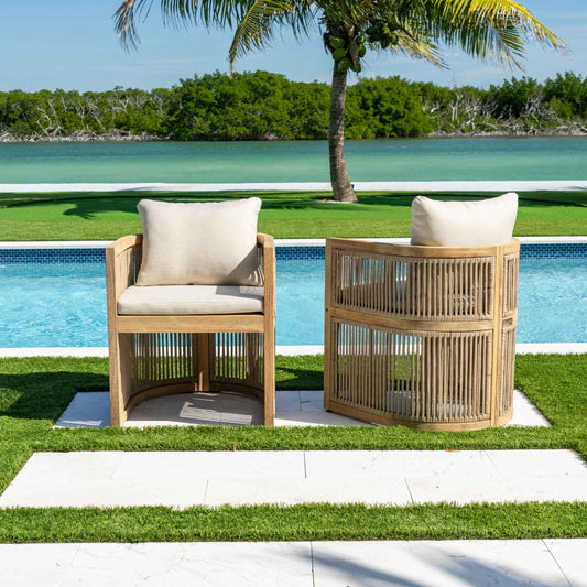 Panama Jack Cabo Set of 2 Barrel Dining Armchairs