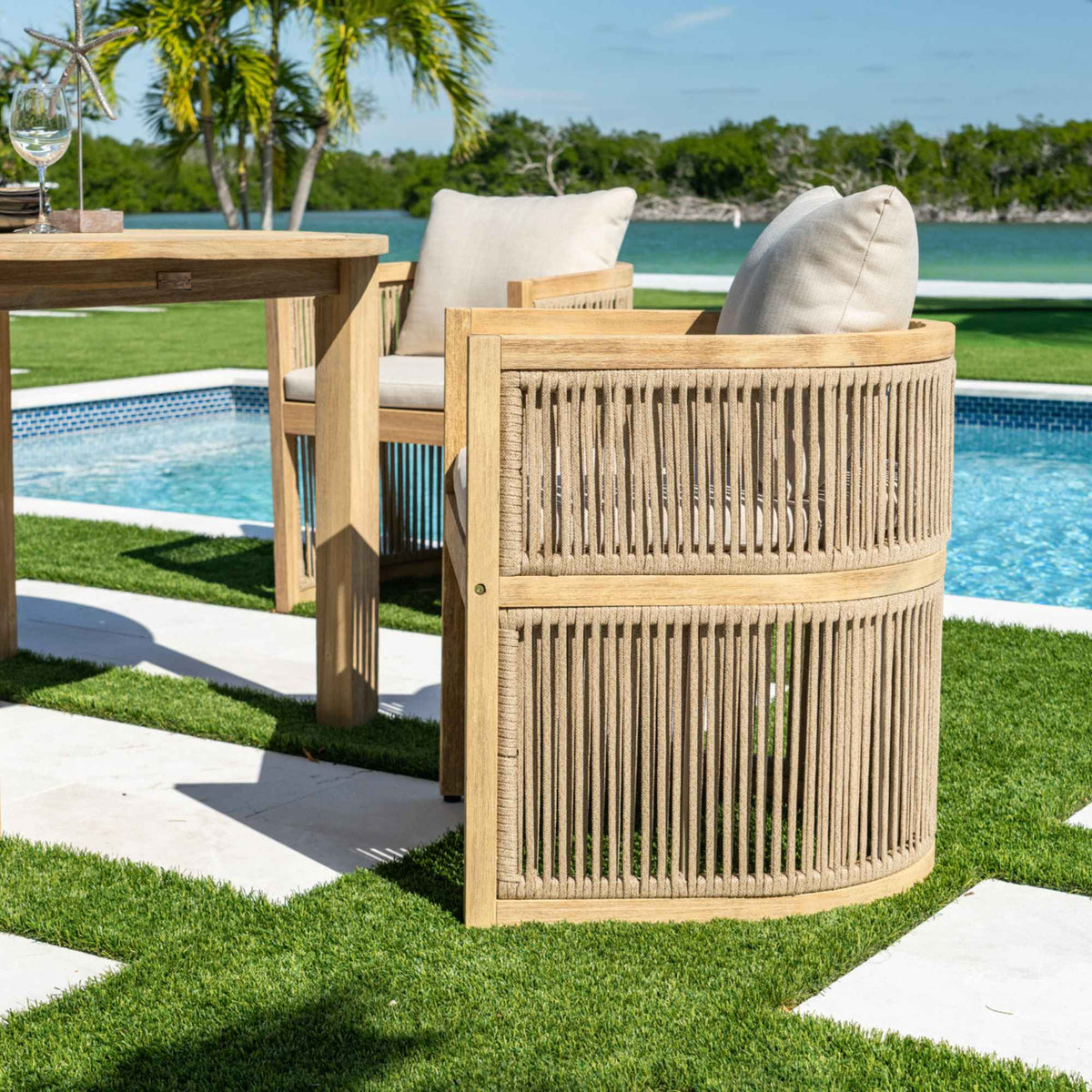 Panama Jack Cabo 7-Piece Barrel Rectangular Dining Set