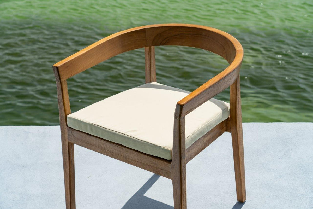 Panama Jack Bali Teak Dining Arm Chairs with Cushions (Set of 2)