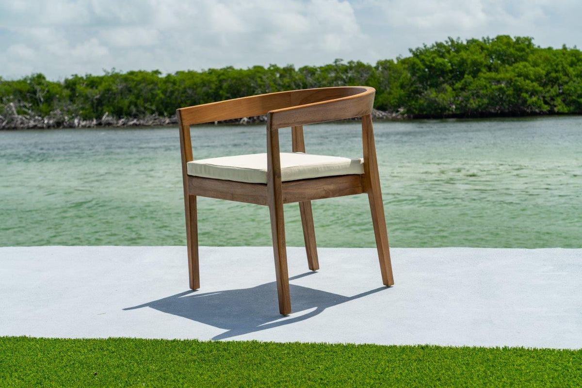 Panama Jack Bali Teak Dining Arm Chairs with Cushions (Set of 2)