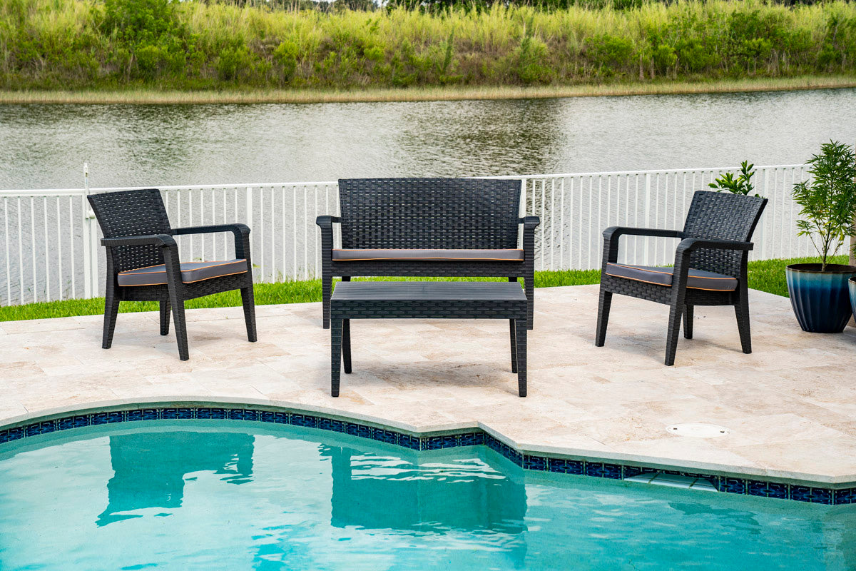 Alaska 4-Piece Seating Set with Cushions-Anthracite