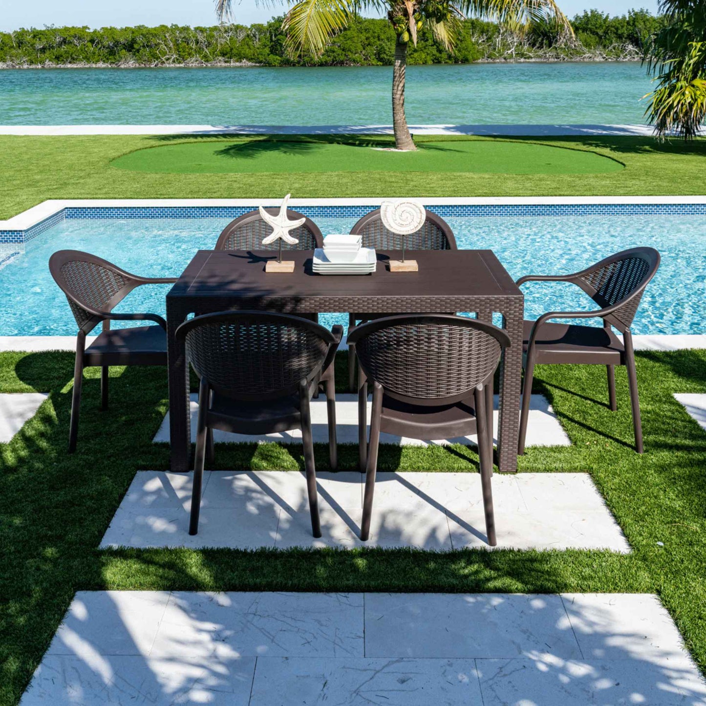 Mona 7-Piece Dining Set-Brown