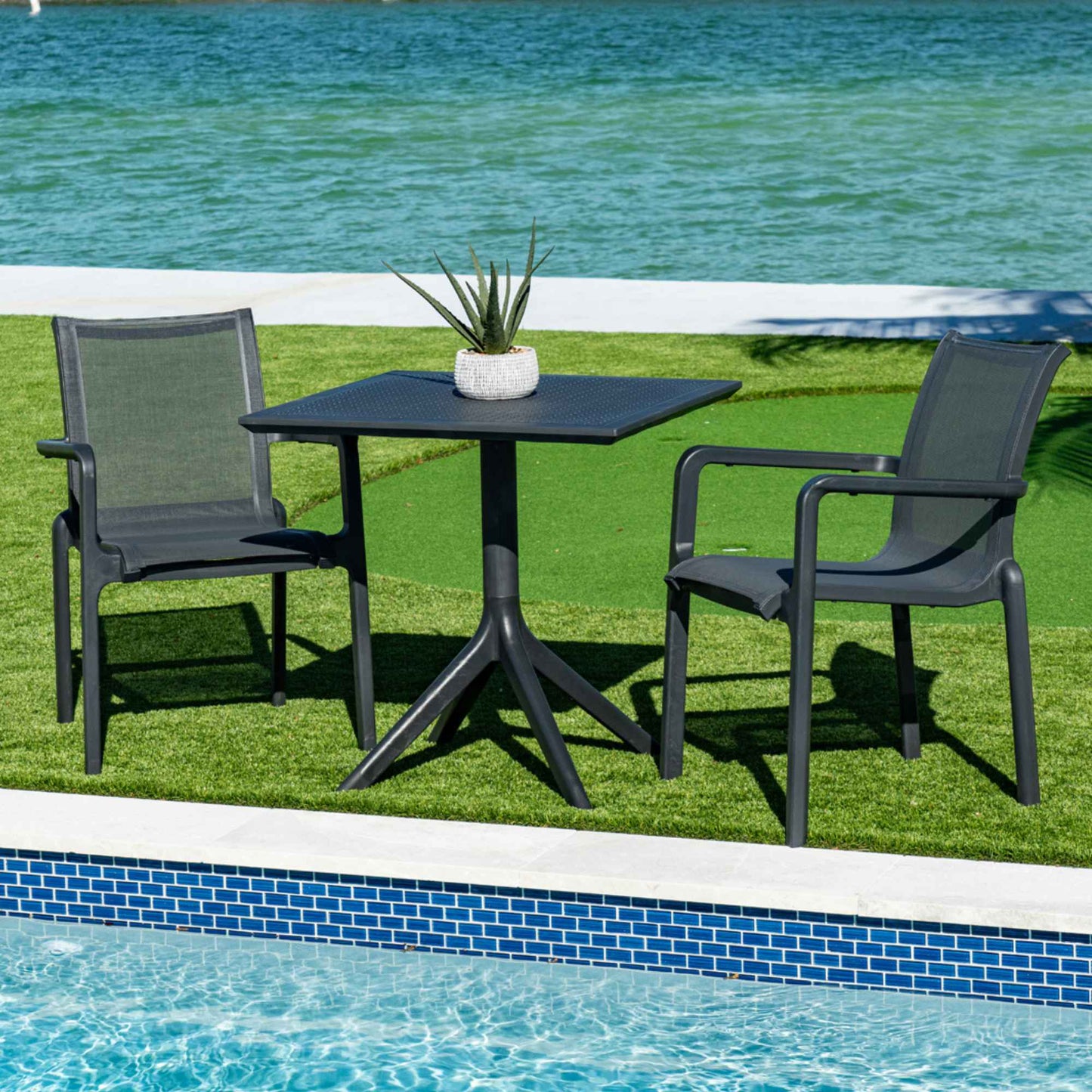 Paris Set of 2 Sling Armchairs - Anthracite