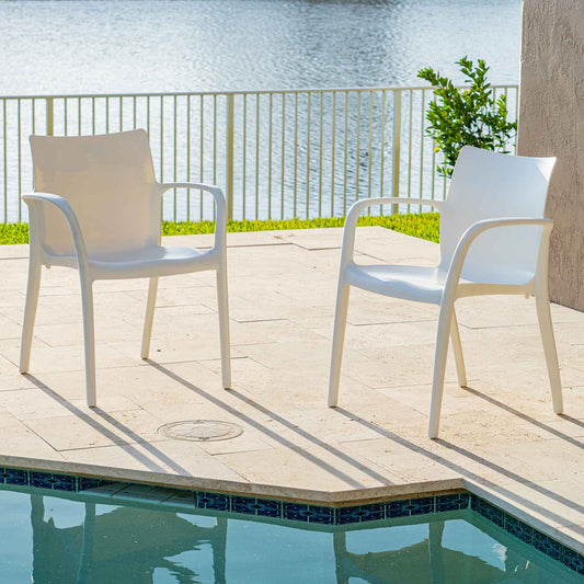 Pedro Set of 2 Stackable Armchair-White